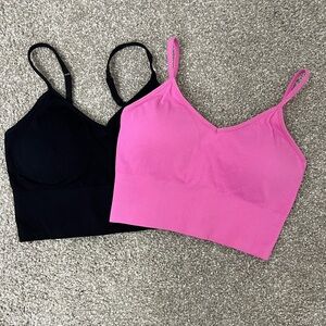 Z BY ZELLA Black and Pink Ribbed Bralette Duo